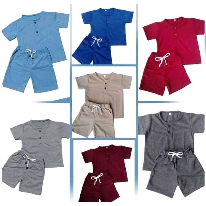 Baju Kiano Setelan Lengan Pendek Anak Laki-laki & Perempuan Usia 1-6 Tahun