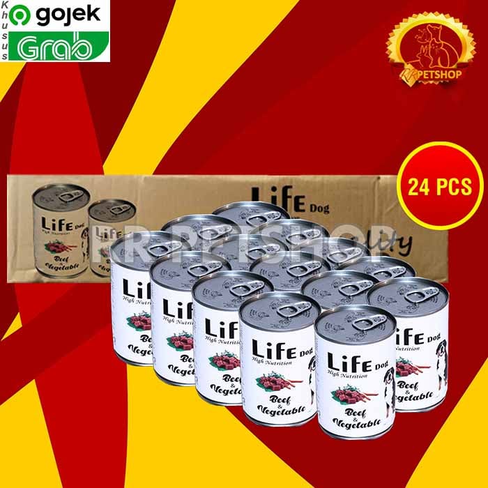 Gosend Life Dog Makanan Anjing Wet Food Kaleng Dus Isi 24 PCS 375 GR