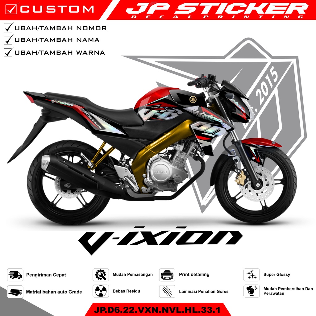 Stiker Vixion NVL Hologram Pelangi, Chrome - Decal Sticker Variasi New Vixion Lighting Fullbody – D6