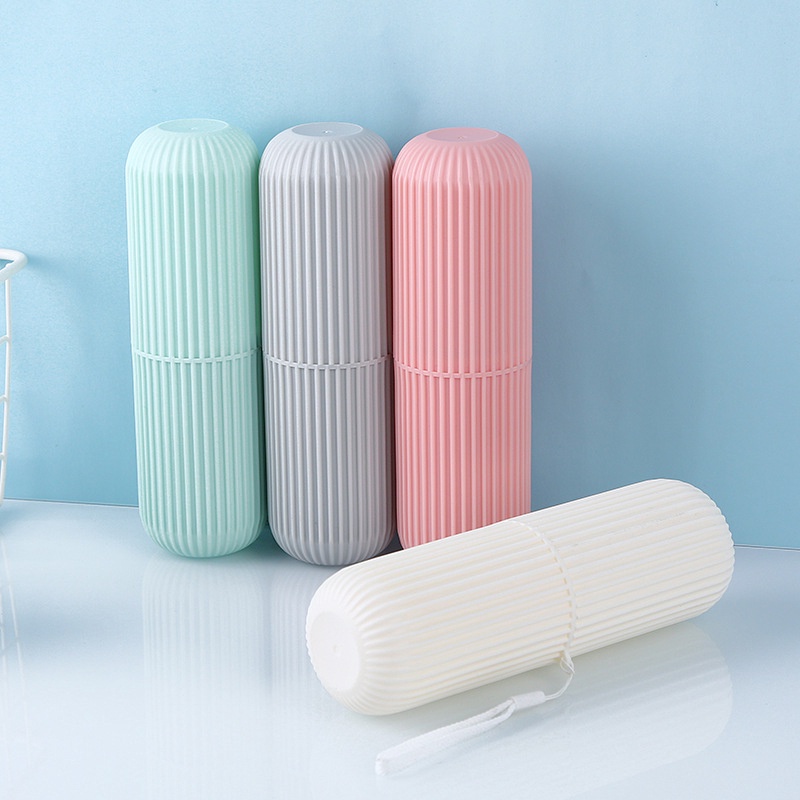 Creative Portable Vertical Stripes Toothbrush Toothpaste Holder Box / Travel Outdoor Camping Organizer Case / Household Storage Cup Bathroom Accessories