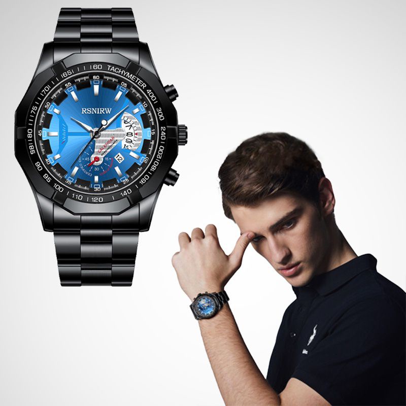 COD✅ RSNIRW Original 100%✓ Jam Tangan Pria Luxury Metal Watch - NI（Free BOX)