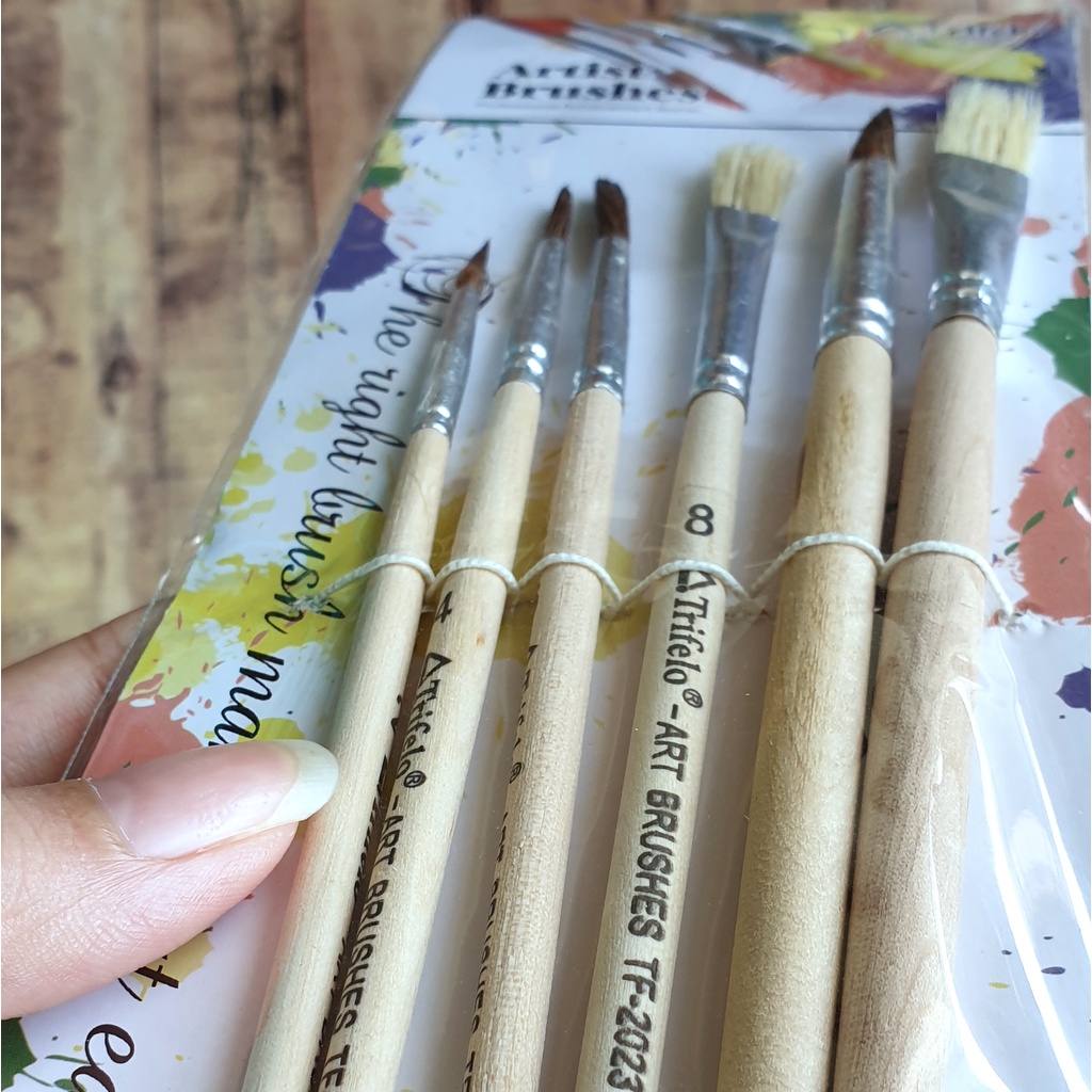 Set 6in1 Kuas Lukis Trifelo TF 2023 - Brush Series - Art Brushes - Kuas Lukis 1 Set isi 6 Ukuran