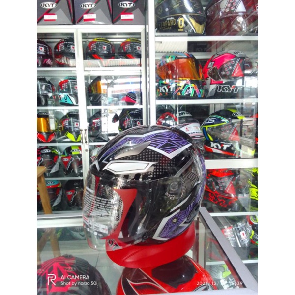 Helm Half Face KYT GALAXY SLIDE MARVEL BLACK PANTHER BLACK PURPLE