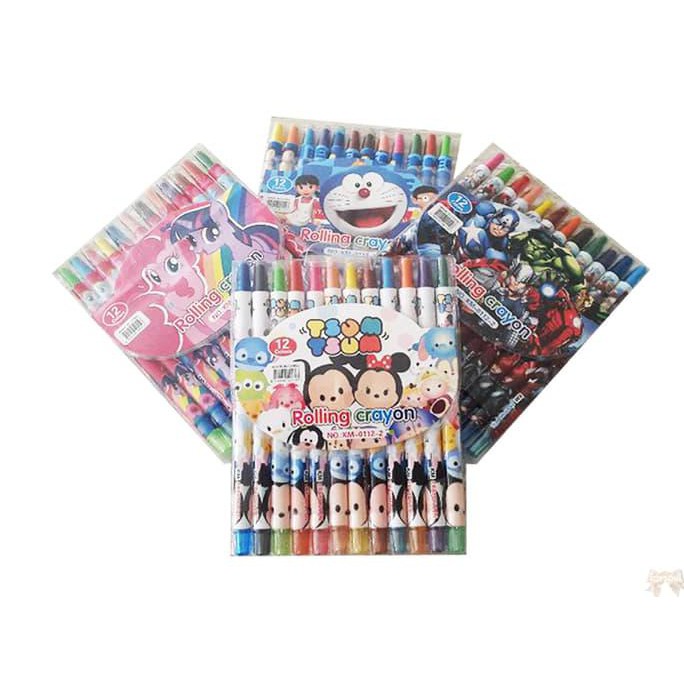 

BEST SELLER Rolling Crayon Panjang 17cm / 12pc Krayon Putar Warna Warni Karakter