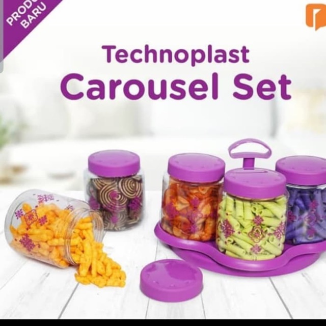 Toples Makanan Isi 5 Pcs Technoplast Carousel Set Bisa Diputar