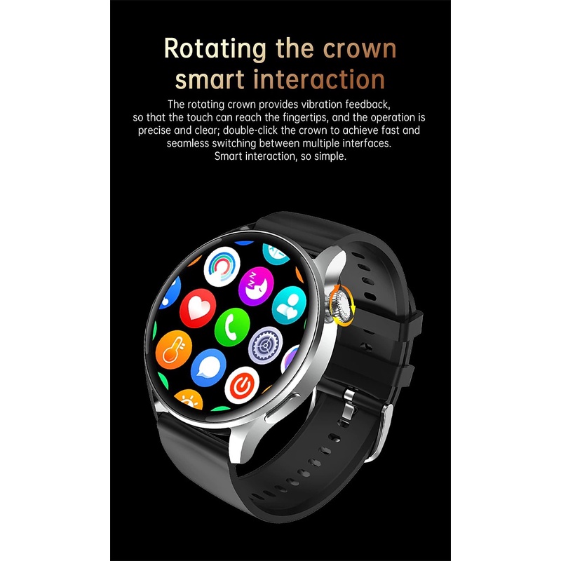 M33 Plus+ Smartwatch AMOLED Always On Display 1.35 inch Tombol Putar