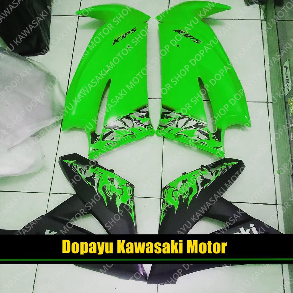 Fairing Atas Fairing Bawah Ninja Rr New Batik Warna Hijau Striping 2013 Original Kawasaki