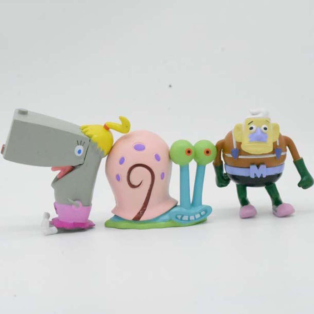 Needway   Action Figurine Mainan Anak 12pcs/set Ornamen Rumah Patrick Star Collection Model Pineapple House Dekorasi Desktop Crab boss Squidward SpongeBob