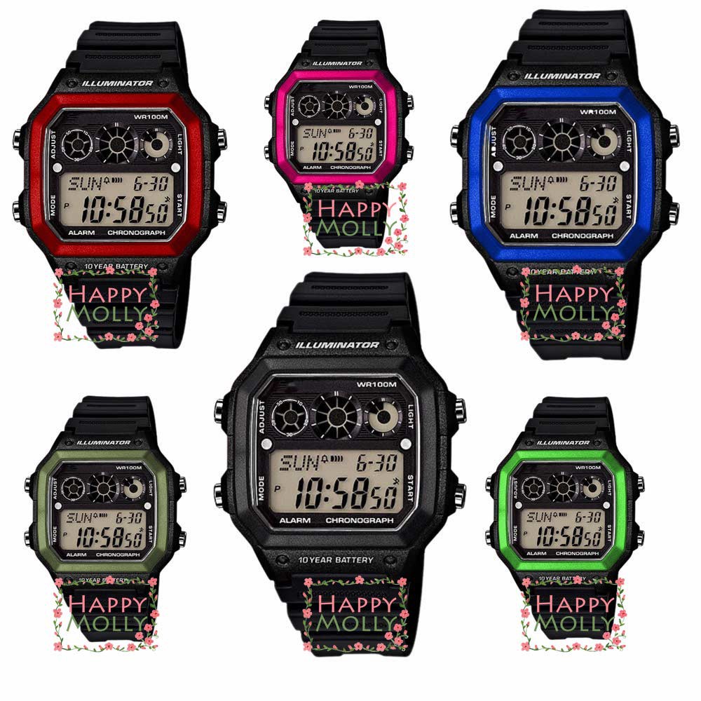 Iluminator Water Resistant - Jam Tangan Digital Pria dan Wanita ( Group ) Strap Rubber L116