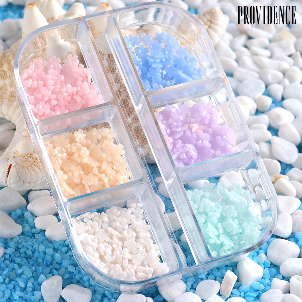 Providence 6Grids/Box Color Changing Nail Flower Ornament Five Petals 3D Effect Lightweight Floral Nail Art Charms Decoration for Manicure