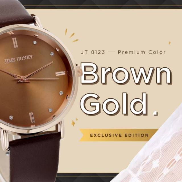 LIMITED Edition Jam Tangan Wanita Elegan JIMS HONEY Timepiece 8123 Gold