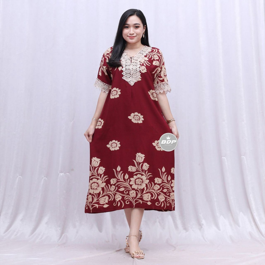 Dianputri - Daster Arab Zeema | Rayon Super Grade A | Resleting Depan Busui | Renda Milo Ori-kayla maroon