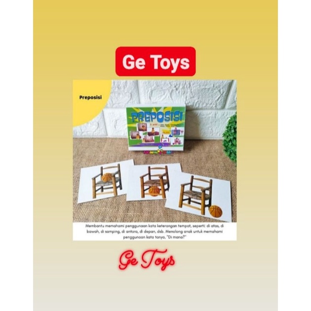 GE TOYS PREPOSISI/ALAT TERAPI WICARA/MAINAN EDUKATIF BALITA DAN  ANAK