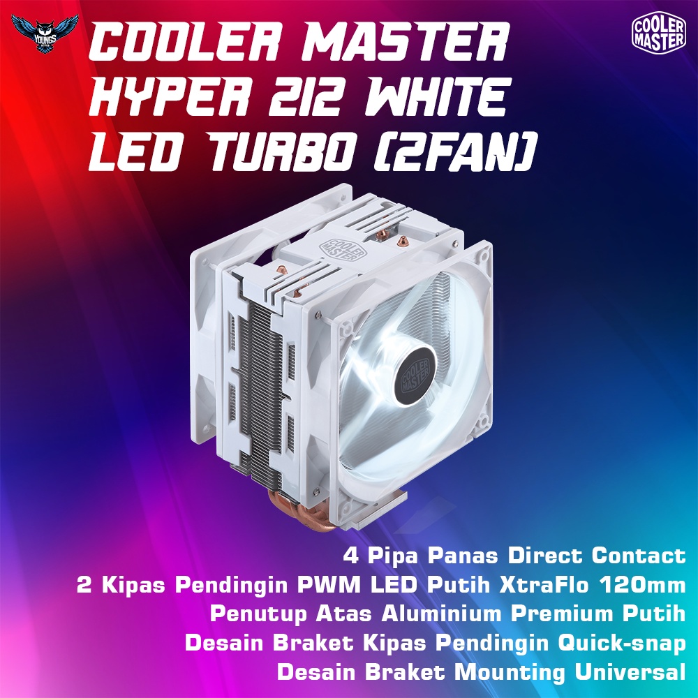 Cooler Master Hyper 212 WHITE LED TURBO | CPU Cooler Heatsink Dual Fan