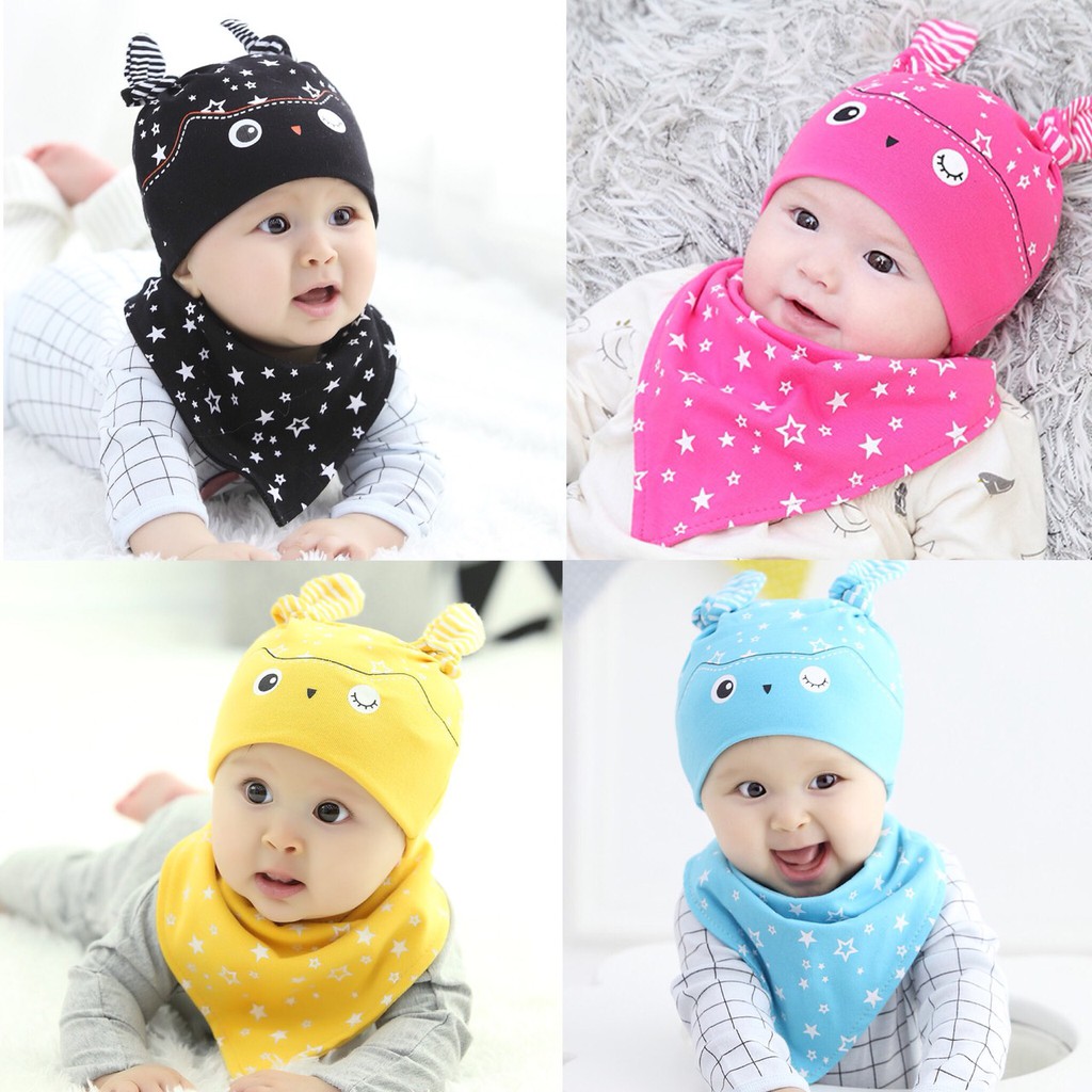 Kupluk Anak + Celemek Bayi | Slabber Anak | Bib + Hat