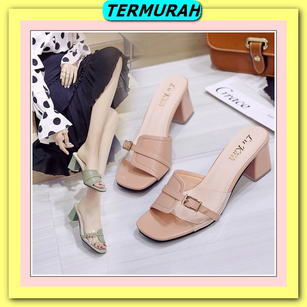 Sandal Hak Tinggi High Heels Artist Sandal Wanita V*Lentino Import Korea Wanita Cewek Piramid Super 