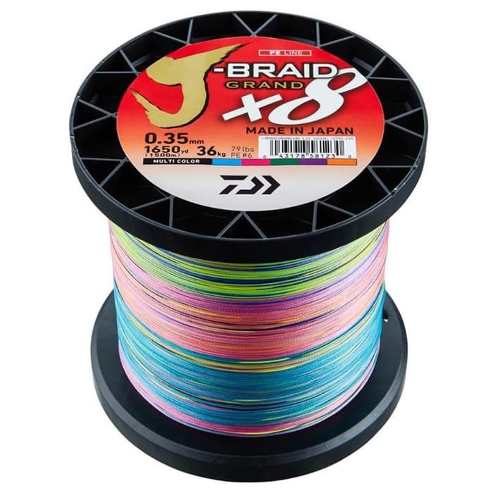 Senar PE Braided Daiwa J-Braid Jbraid Grand X8 Multi Color 1500m
