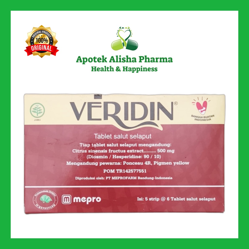 Veridin Tablet (Strip 6tablet)-Feridin Tablet Obat Wasir/Ambeien/Ambeyen/Hemoroid/Varises/Peridin Tablet