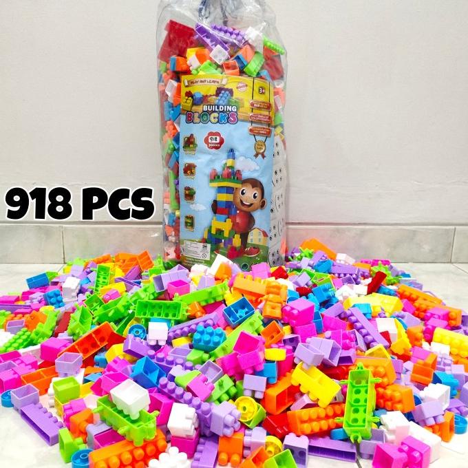 Mainan Lego Block Balok Susun isi 918 Ukuran Besar