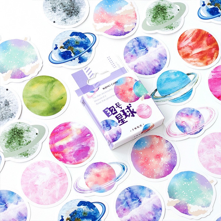 45pcs/set Colorful Diy Handmade Planet Motif Stickers For Notebook/Mobile/Refrigerator Decoration