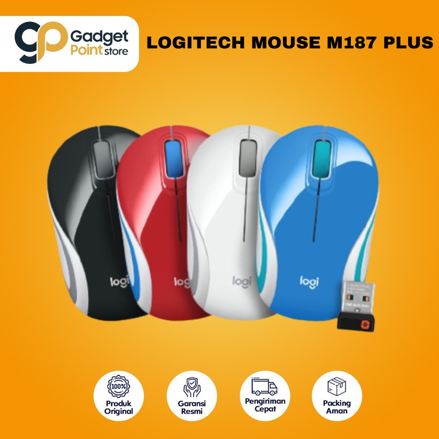 Mouse Wireless Logitech M187 Plus USB Adapter - Original Garansi 1 Tahun