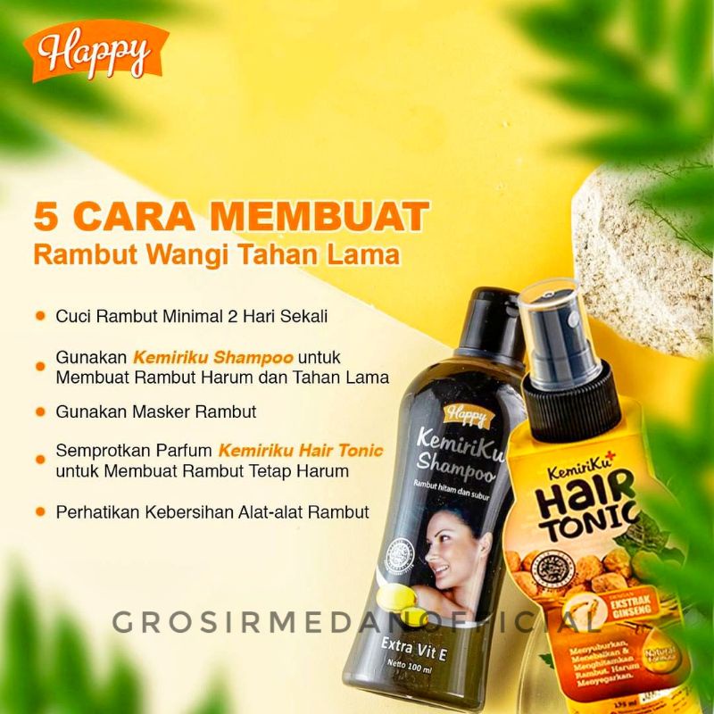 HAPPY KEMIRIKU - LIDAH BUAYA - SHAMPOO HAIR LOTION TONIC HAIR SPRAY MINYAK KEMIRI MINYAK ZAITUN MINTMYAK LIDAH BUAYA