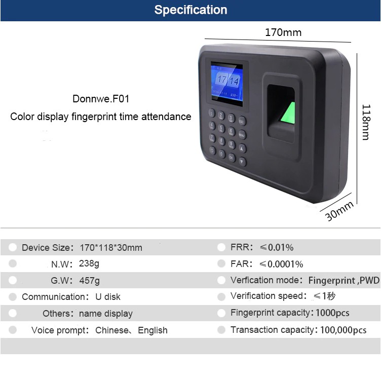 Mesin Absensi Fingerprint Attendance - F01 Klikvapebandung