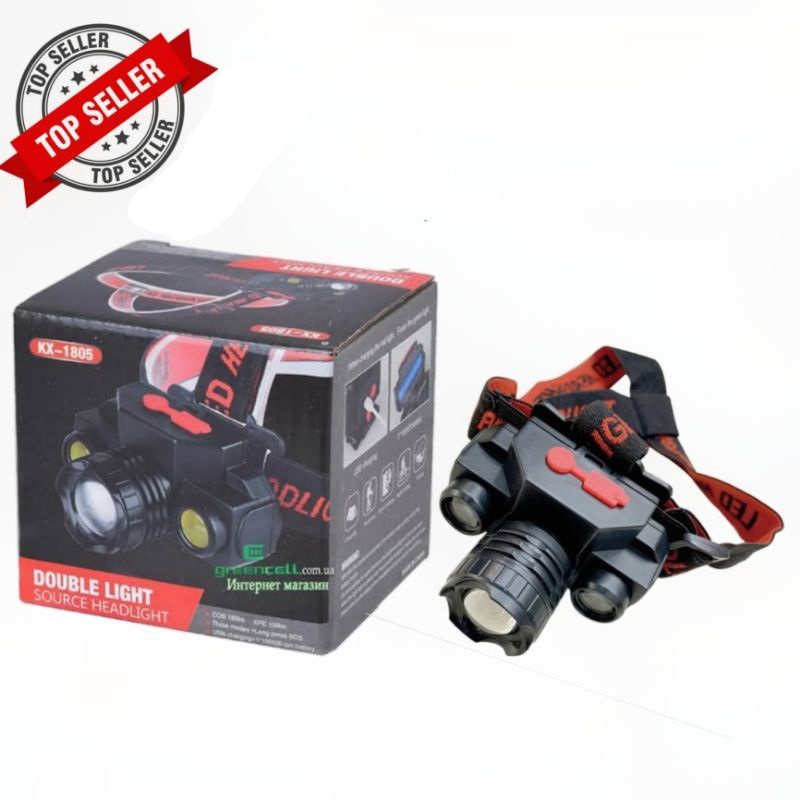 SENTER KEPALA LED 3MATA / SENTER KEPALA CAS / HEADLAMP LED CHARGER KX -1805 Mini PAKET KOMPLIT