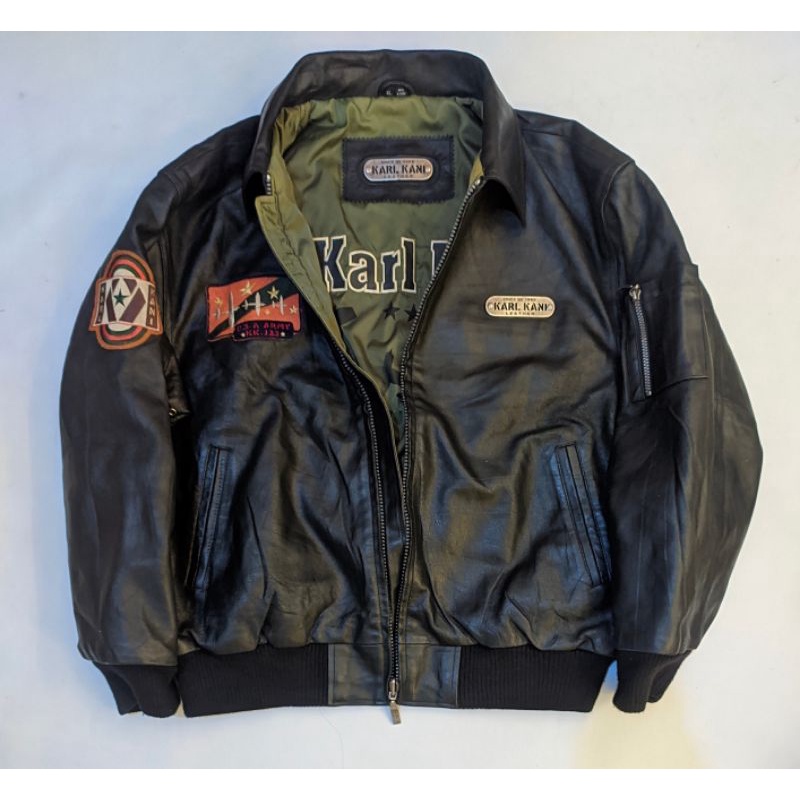 vintage karl kani leather jaket militer second jaket kulit karl kani second