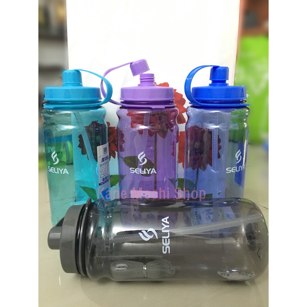 [BISA COD] Botol Minum Jumbo Seliya 2 Liter Dilengkapi Tali + Sedotan [FREE BUBBLE] Botol Sports 2L