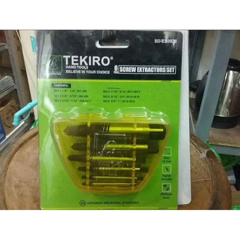 TAP BALIK TEKIRO 6 PCS SCREW EXTRACTORS SET TEKIRO 6PCS