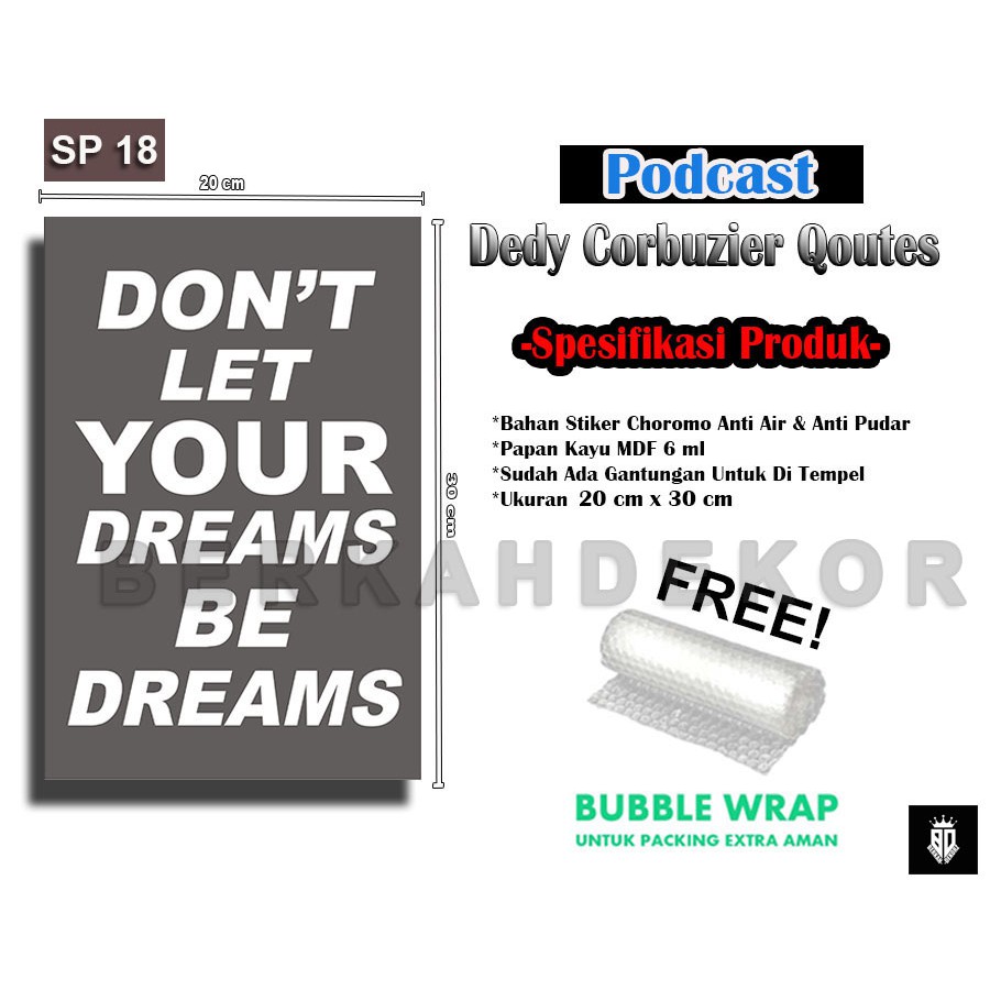 PODCAST SMART PEOPLE 18 Qoutes Deddy Corbuzier / Hiasan Dinding / Dekorasi Dinding / Pajangan Rumah