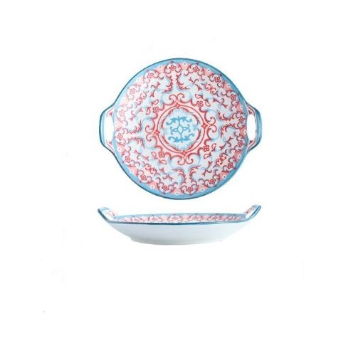 Plate Boho Binaural Ceramic Dish Baking / Piring Bulat Keramik Unik