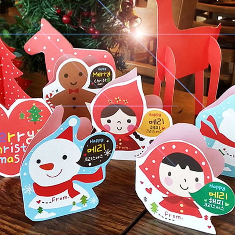 6pcs Kartu Ucapan Natal 3D Kreatif Untuk Hadiah