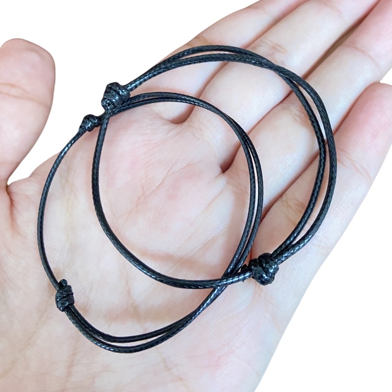 [variasi A] 1pcs gelang tali korea hitam polos - gelang tali korea - gelang tali kulit - gelang waterproof