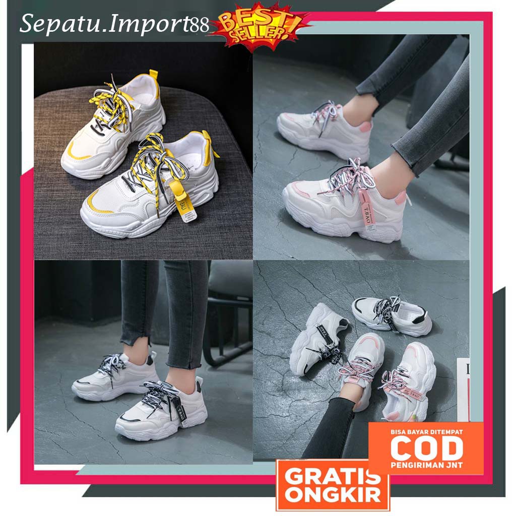 SP-039 Sepatu Olahraga Wanita terbaru 2019 warna Putih versi Korea