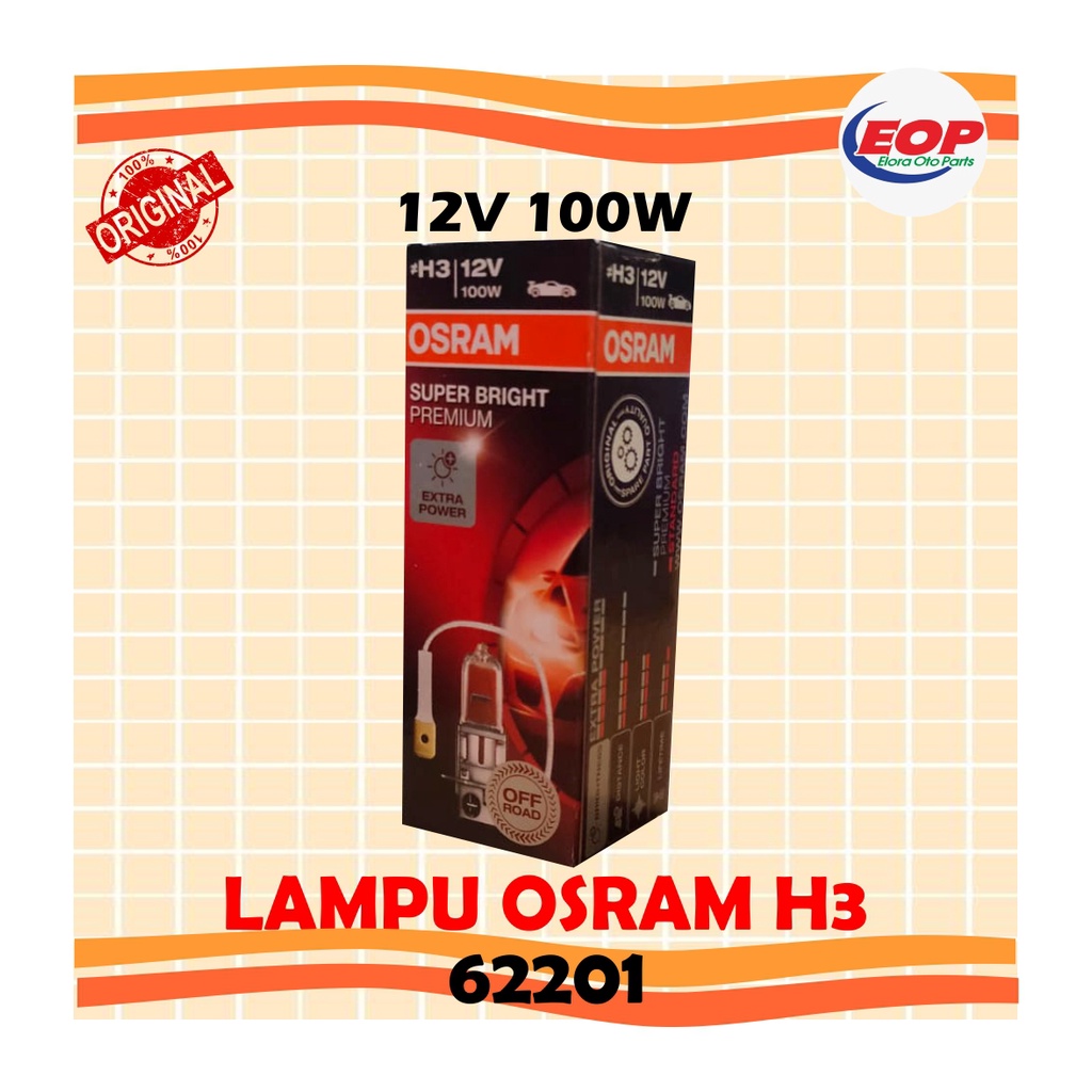 Bohlam lampu depan H3 12v 100W Osram ORIGINAL PK22S 62201