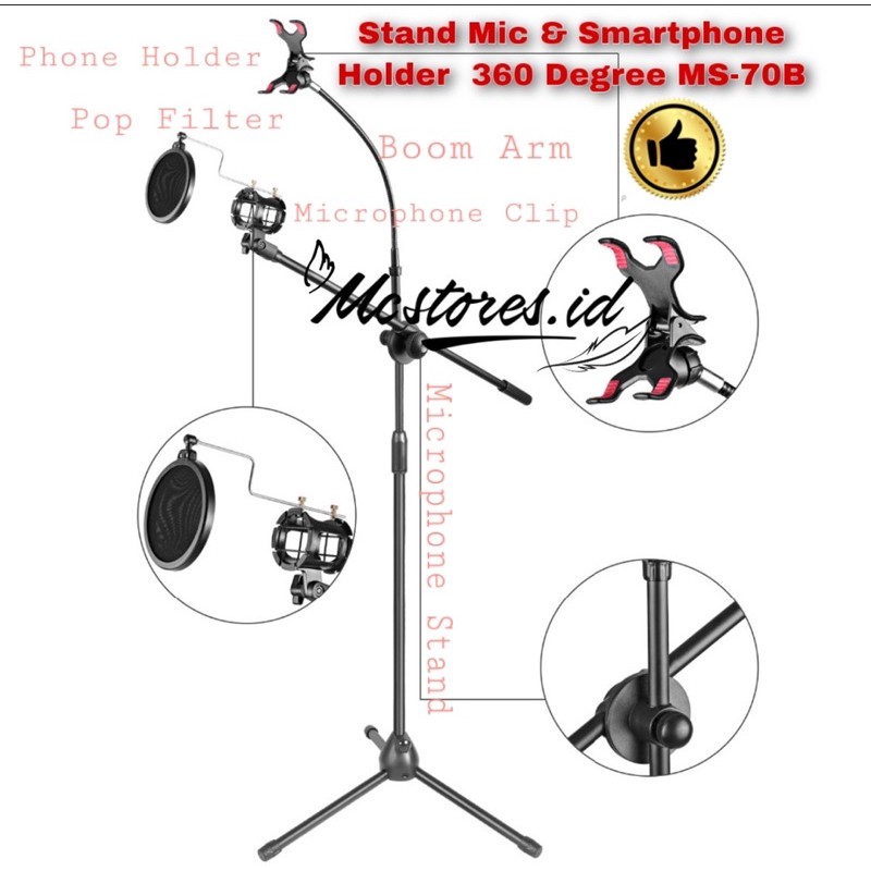 Tripod Microphone stand holder arm stand phone holder pop filter