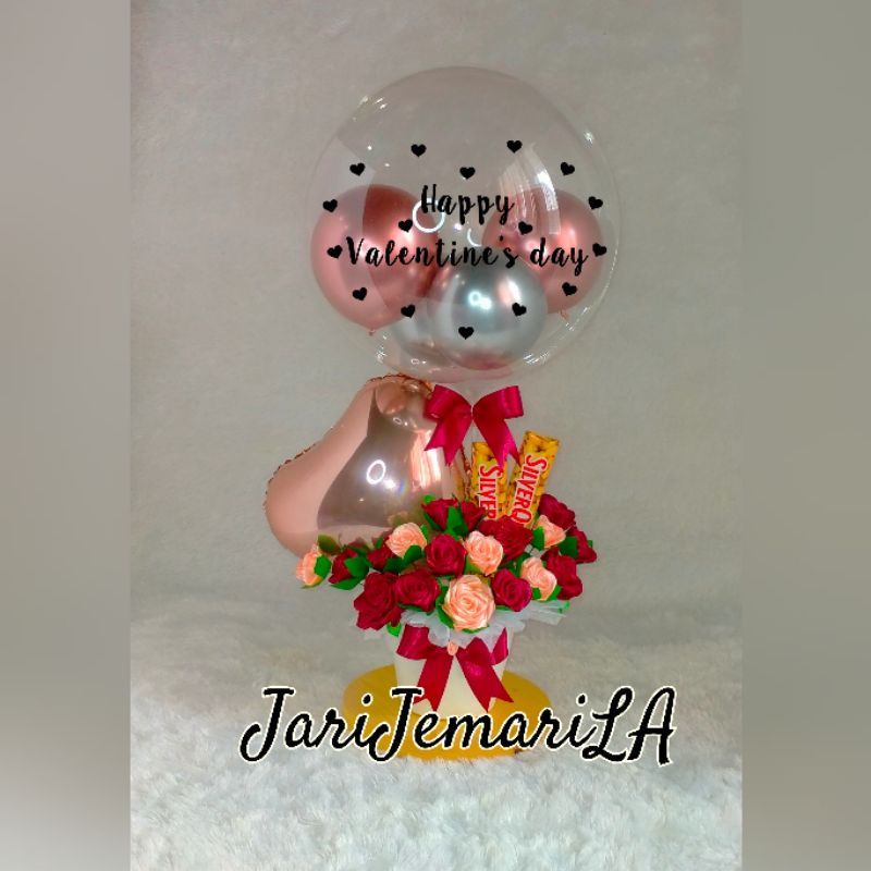 buket balon coklat,buket coklat valentine, hadiah valentine, kado valentine, buket bunga valentine