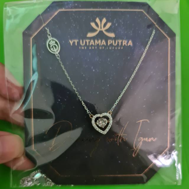 Kalung dancing stone love putih kadar 750 YT