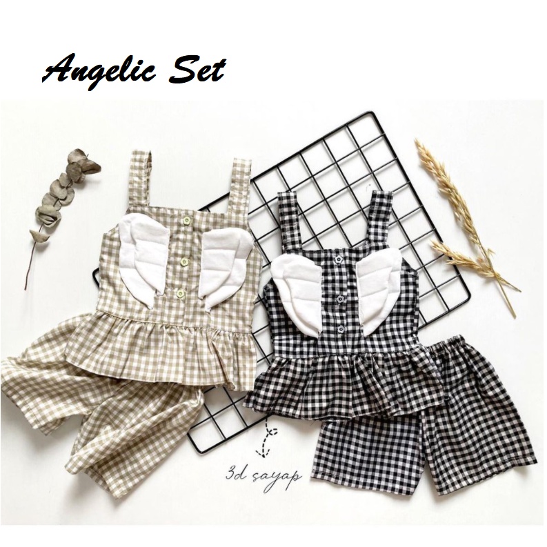 Angelic Set Setelan Pendek Bayi Lucu dengan Sayap FBS