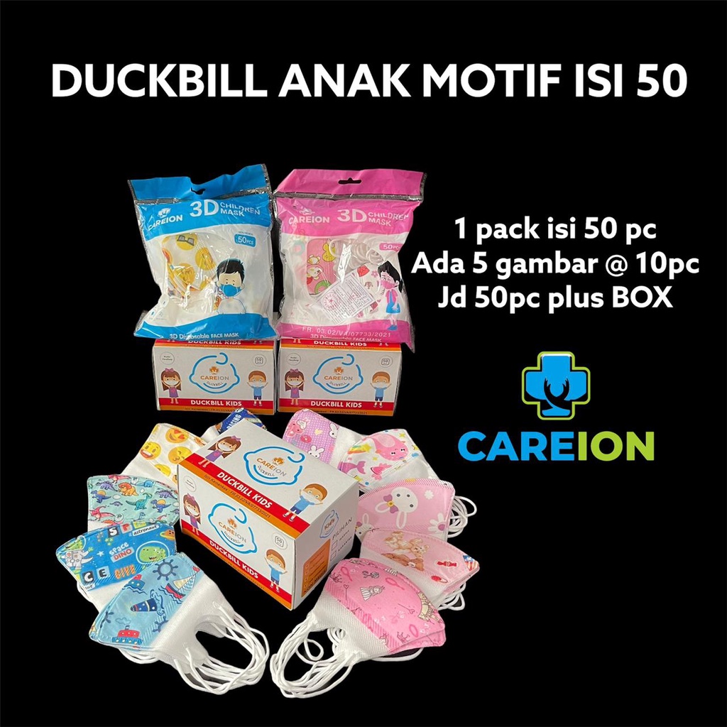 MASKER 3PLY 3D GAMBAR ANAK MASKER DUCK BILL ANAK MOTIF ISI 50