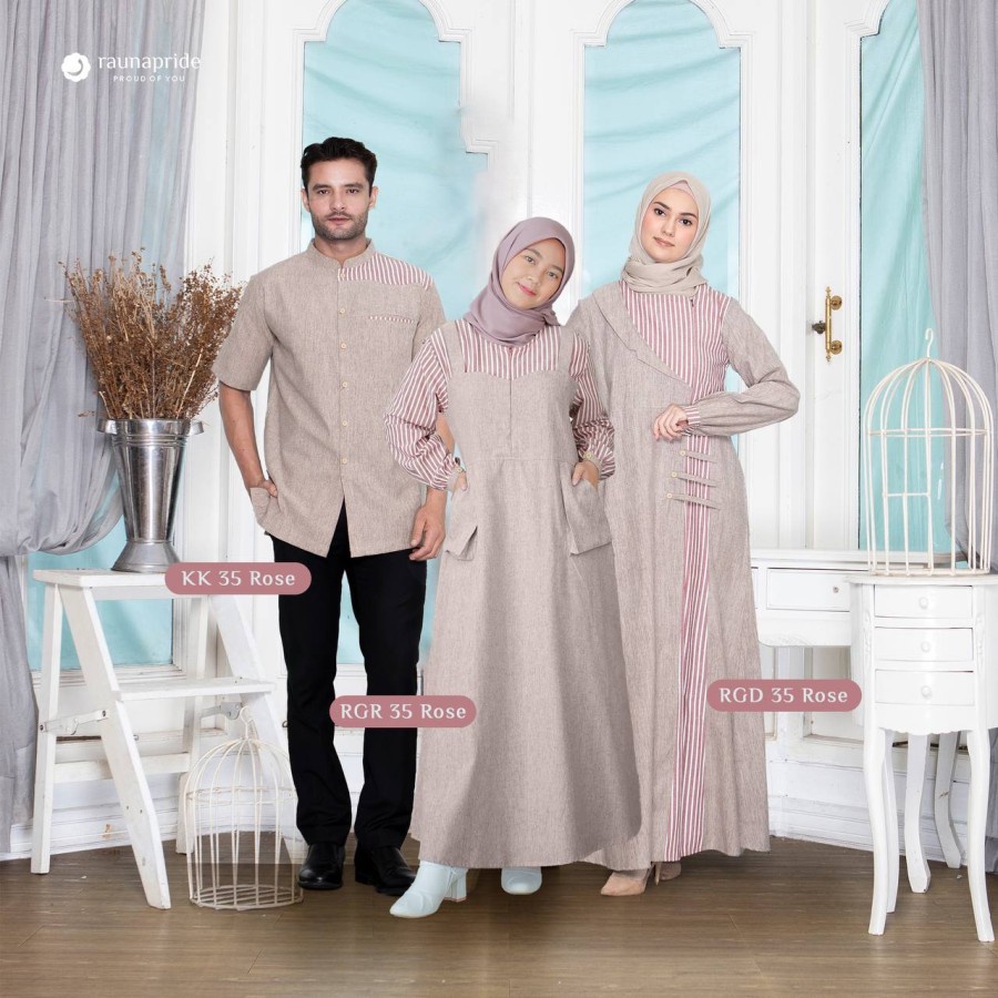 Rauna Couple Gamis &amp; Koko/ Couple-35 Rose / Fashion Muslim - Koko Pendek