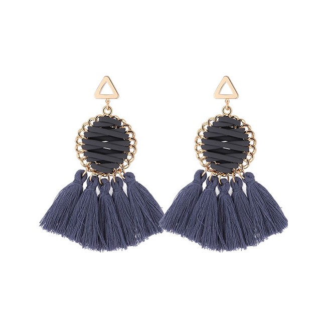 LRC Anting Tusuk Elegant Round Shape Design Tassel Earrings