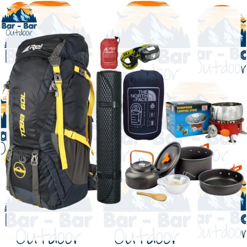 tas gunung paket outdoor carrier keril rei arei toba 60l