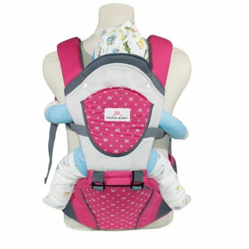 PRELOVED GENDONGAN BAYI HIPSEAT MERK MOMS BABY BY DIALOGUE BABY WARNA PINK RANSEL DUDUKAN DEPAN BELA