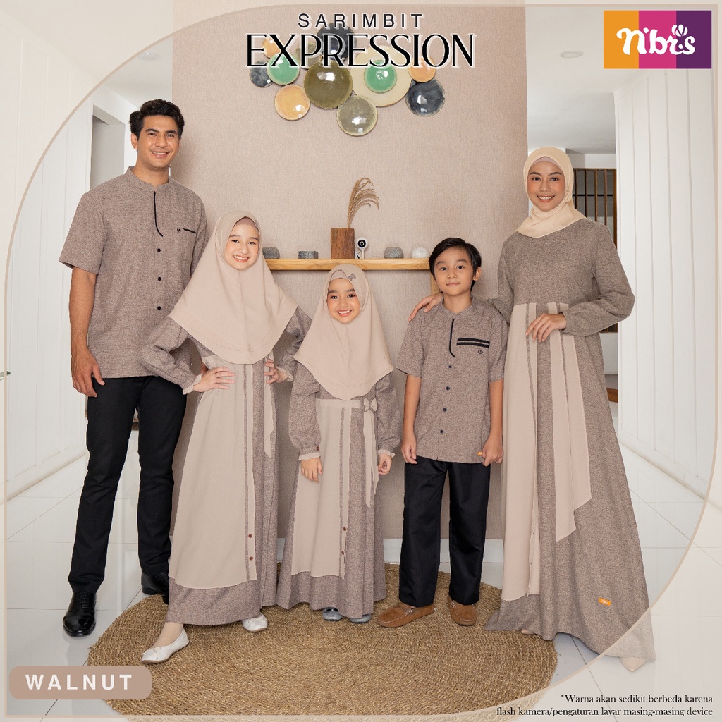 SARIMBIT NIBRAS EXPRESSION WALNUT TERBARU BEST SELLER FASHION MUSLIM WANITA PRIA DAN ANAK PAKAIAN MU