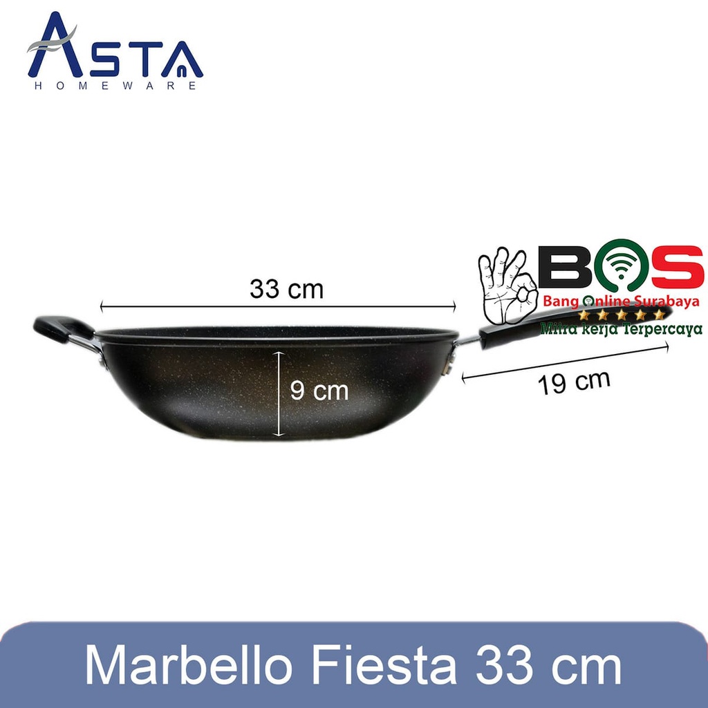 Steamer Panci Wajan ASTA MARBELLO Fiesta 33 CM Wokpan Goreng ASTA