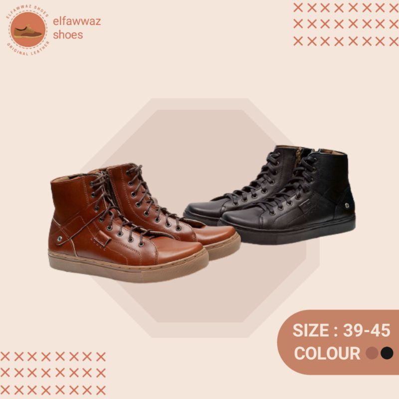 SEPATU KULIT PRIA SNEAKER BOOTS KASUAL CLASSIC ORIGINAL ODON CIBADUYUT OC CASUAL MODEL TERBARU KEKIN