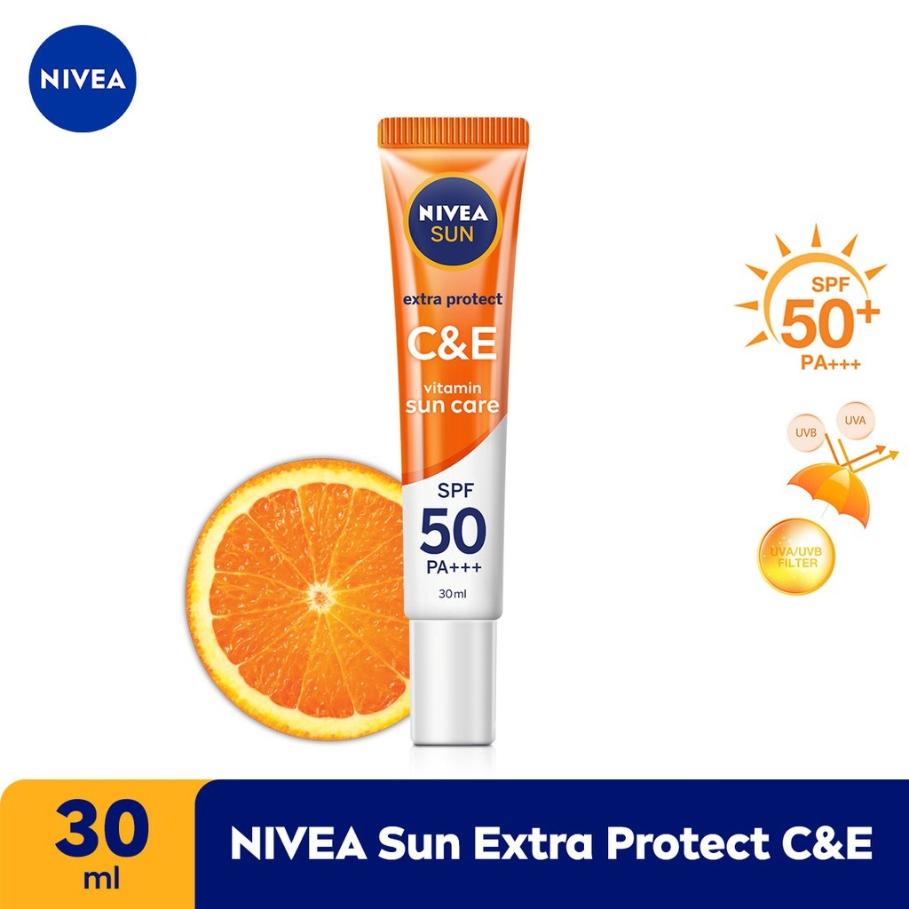 ★ BB ★  NIVEA Sun Extra Protect C&amp;E SPF50 30mL | Sunblock Wajah - Menyamarkan Noda Hitam - Melembabkan Kulit